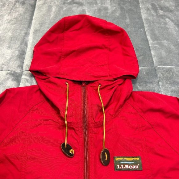 L.L. Bean Jacket Men's Sz M 1/2 Zip Windbreaker Hooded Anorak Red Blue - Picture 6 of 12